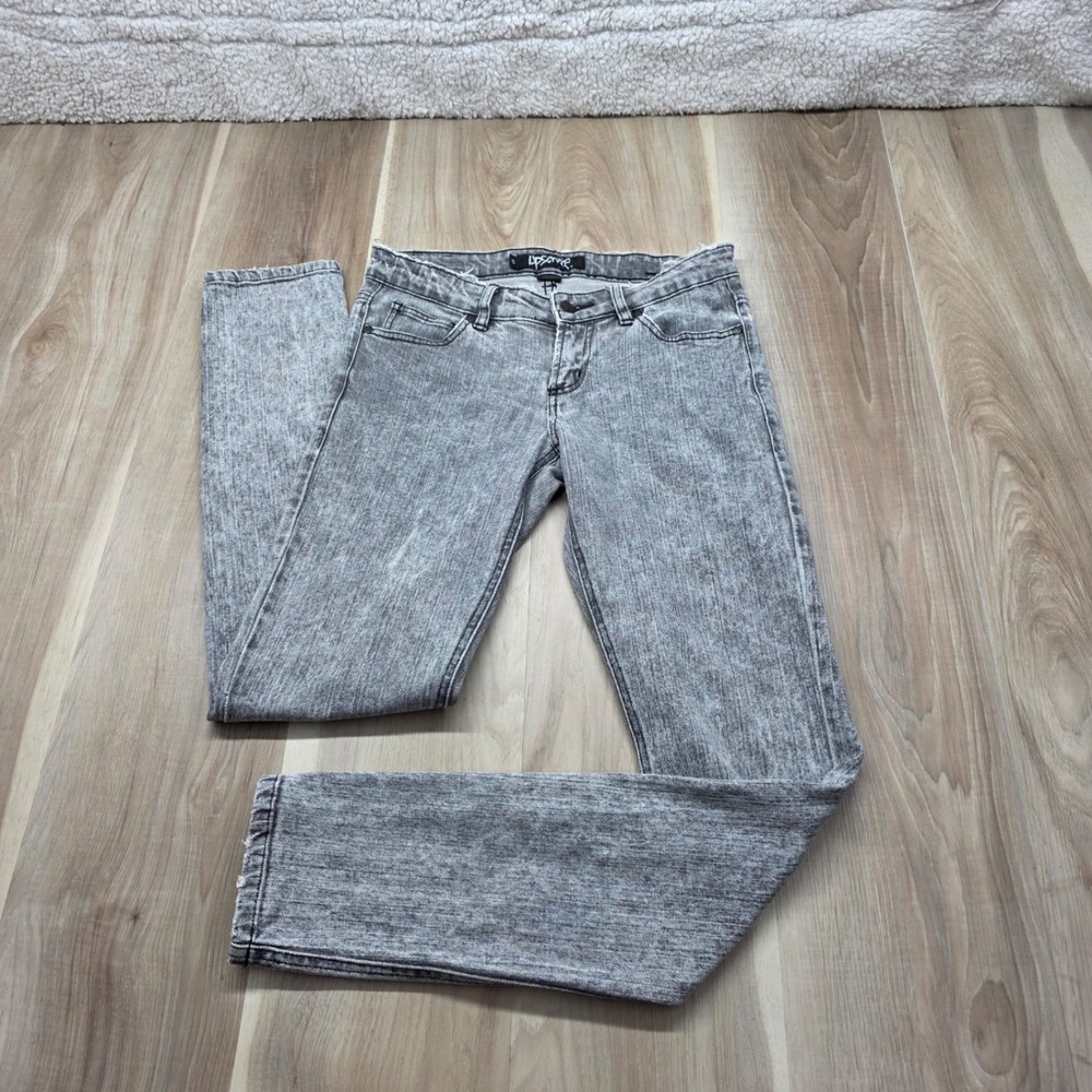 Lip Service‎ Skinny Jeans Gray Acid Wash Punk Goth Low Rise Denim Size 5 Womens